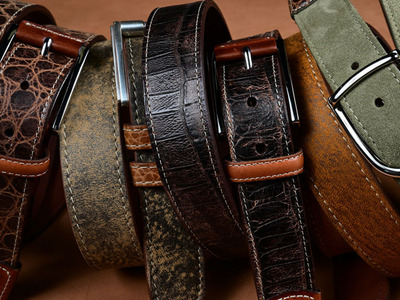 Rough Rider Sheep Skin Belt with Self Tabs in Mocha